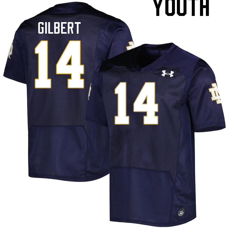 Youth #14 Micah Gilbert Notre Dame Fighting Irish College Football Jerseys Stitched-Navy